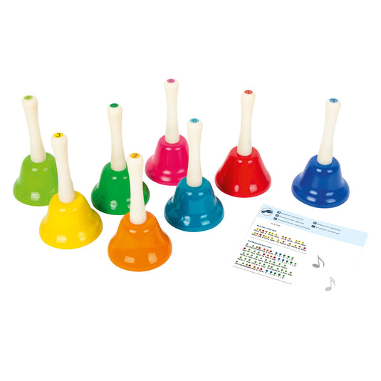 Small foot - gekleurde handbellen, set van 8