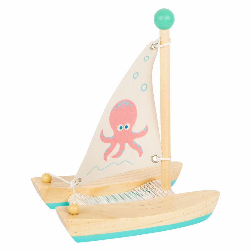 Afbeelding laden in galerijviewer, Small Foot Badspeelgoed Houten Catamaran Octopus
