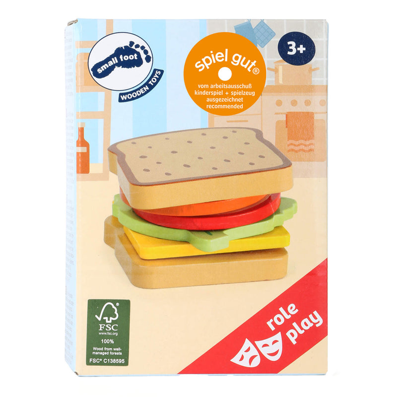 Afbeelding laden in galerijviewer, Small Foot Houten Speeleten Sandwich met Bestek, 7dlg.
