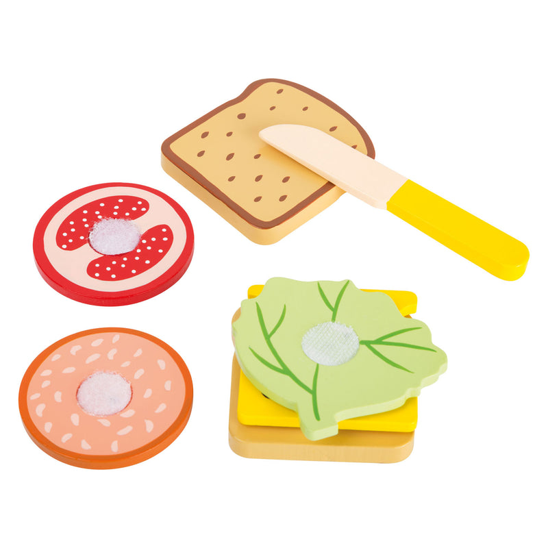 Afbeelding laden in galerijviewer, Small Foot Houten Speeleten Sandwich met Bestek, 7dlg.
