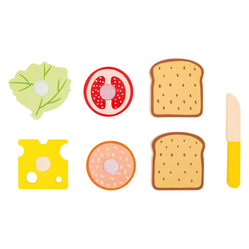 Afbeelding laden in galerijviewer, Small Foot Houten Speeleten Sandwich met Bestek, 7dlg.
