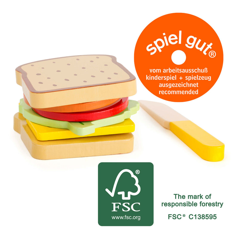 Afbeelding laden in galerijviewer, Small Foot Houten Speeleten Sandwich met Bestek, 7dlg.
