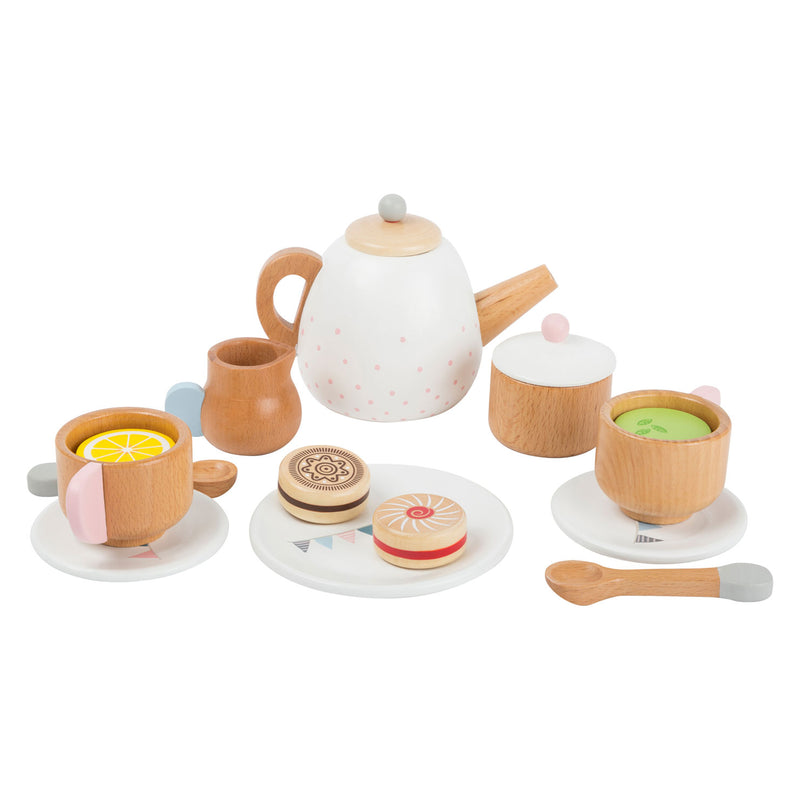 Afbeelding laden in galerijviewer, Small foot - houten theeset met speeleten, 17dlg.
