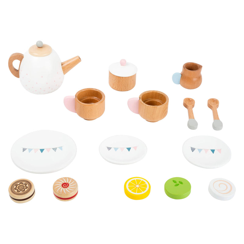 Afbeelding laden in galerijviewer, Small foot - houten theeset met speeleten, 17dlg.
