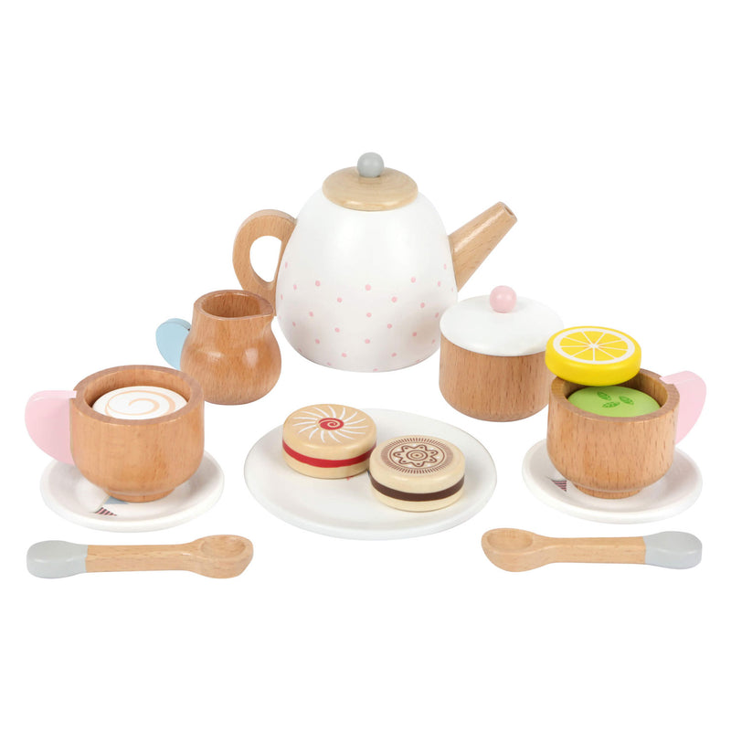 Afbeelding laden in galerijviewer, Small foot - houten theeset met speeleten, 17dlg.
