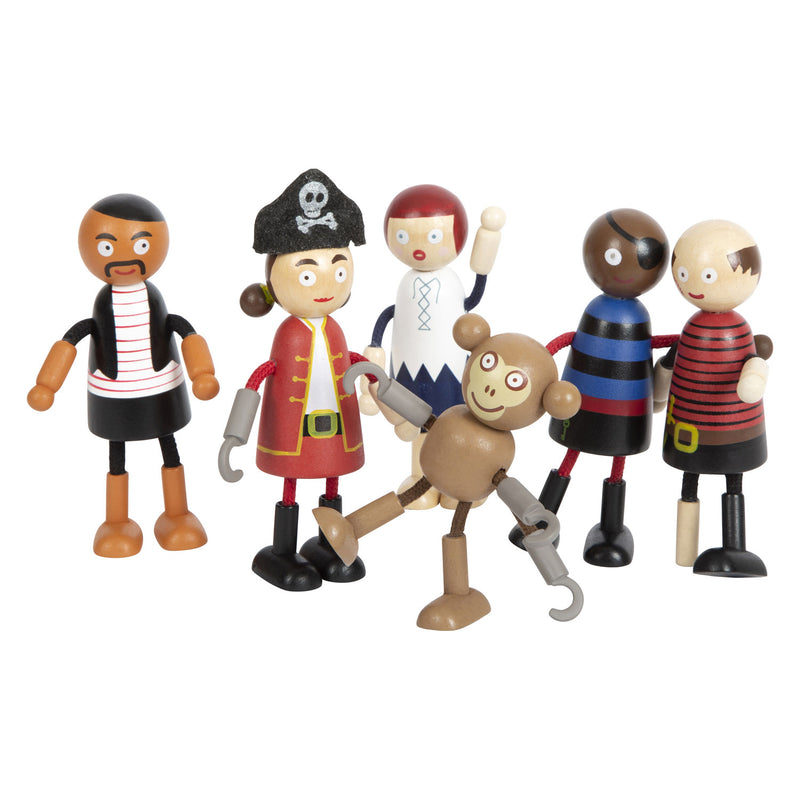 Afbeelding laden in galerijviewer, Small foot - houten poppetjes piraat buigbaar, 6st.
