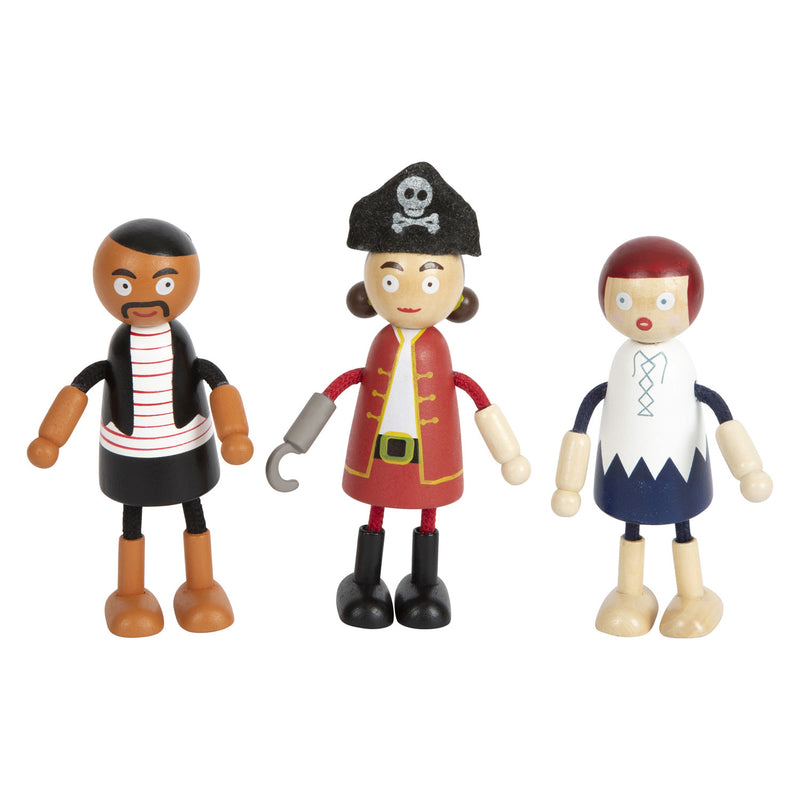 Afbeelding laden in galerijviewer, Small foot - houten poppetjes piraat buigbaar, 6st.
