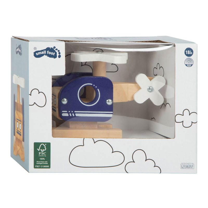 Afbeelding laden in galerijviewer, Small foot - houten helikopter blauw
