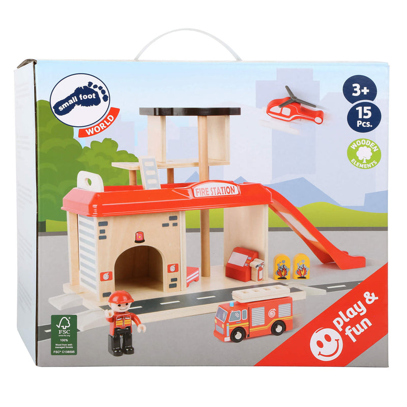 Afbeelding laden in galerijviewer, Small foot - houten brandweerkazerne met accessoires, 15dlg.
