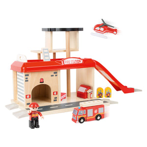 Small foot - houten brandweerkazerne met accessoires, 15dlg.