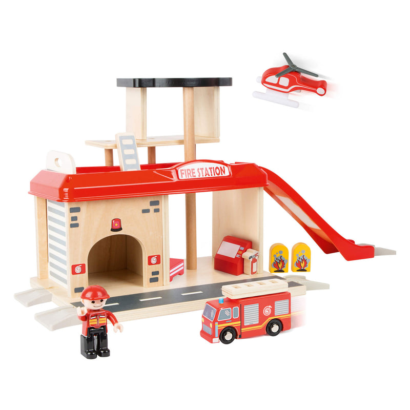 Afbeelding laden in galerijviewer, Small foot - houten brandweerkazerne met accessoires, 15dlg.
