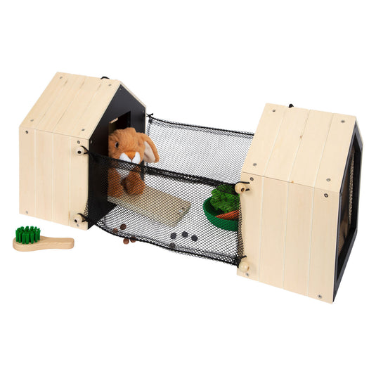 Small foot - houten konijnenhok met konijn pluche, 15dlg.