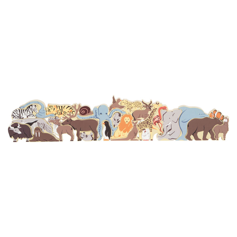 Afbeelding laden in galerijviewer, Small foot - houten letter en vormenpuzzel dieren, 26st.
