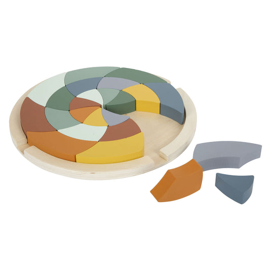 Small foot - houten vormenpuzzel safari rond, 24st.