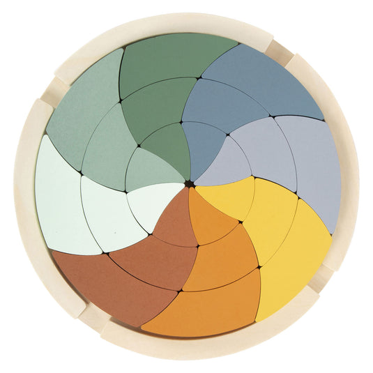 Small foot - houten vormenpuzzel safari rond, 24st.
