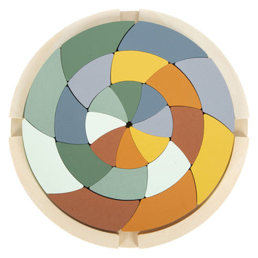 Small foot - houten vormenpuzzel safari rond, 24st.