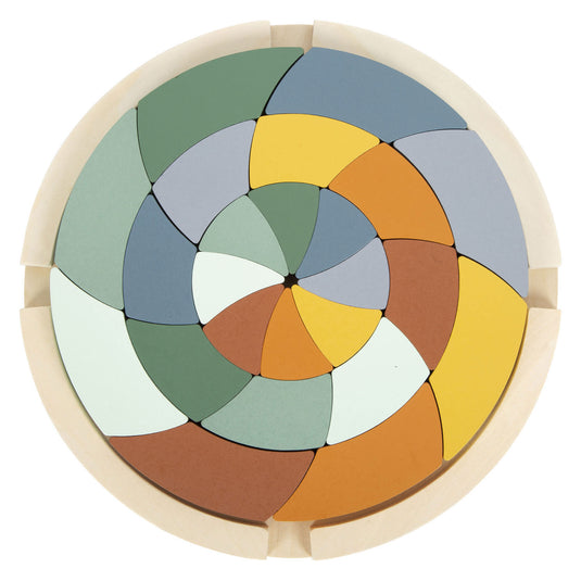 Small foot - houten vormenpuzzel safari rond, 24st.