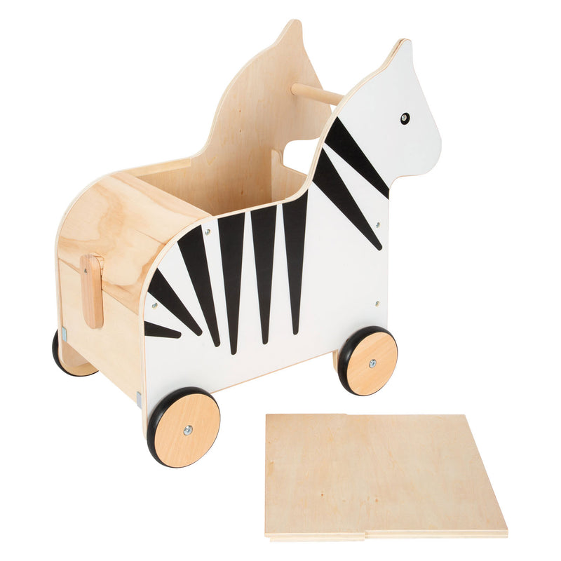 Afbeelding laden in galerijviewer, Small foot - houten speelgoedbox en trekfiguur zebra wildlife
