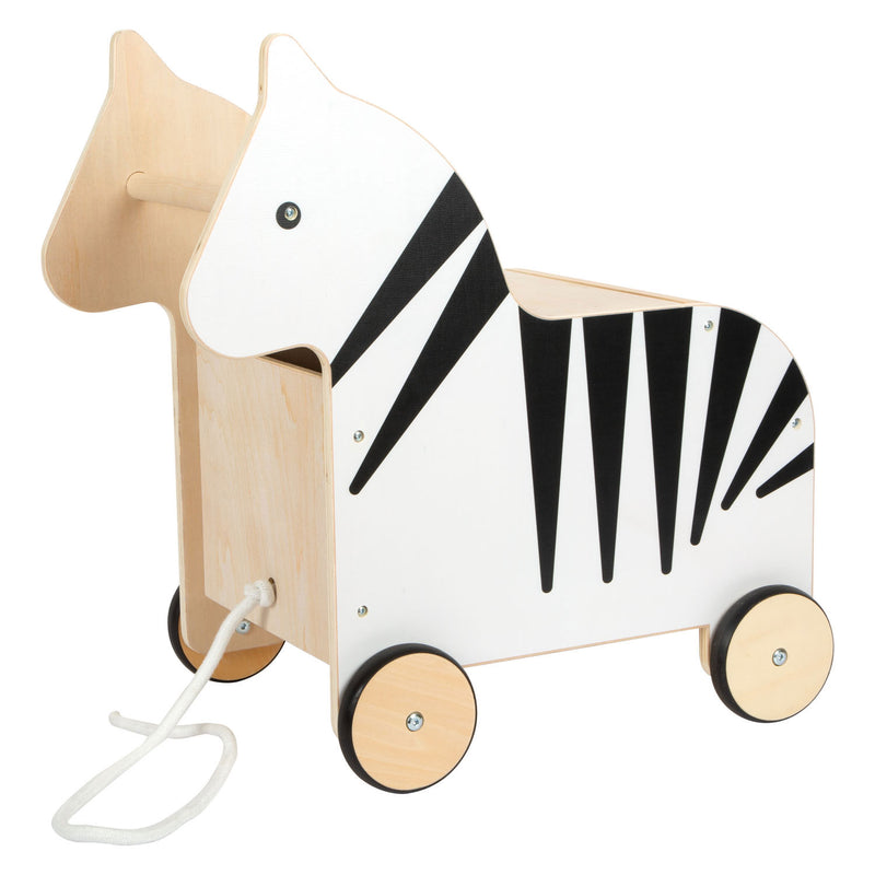 Afbeelding laden in galerijviewer, Small foot - houten speelgoedbox en trekfiguur zebra wildlife
