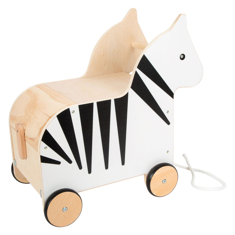 Afbeelding laden in galerijviewer, Small foot - houten speelgoedbox en trekfiguur zebra wildlife
