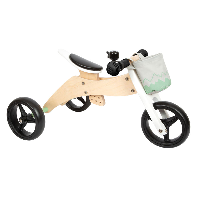 Afbeelding laden in galerijviewer, Small Foot - Houten Training Driewieler Loopfiets 2in1 Saliegroen
