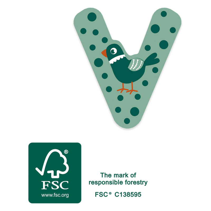 Afbeelding laden in galerijviewer, Small foot - houten dieren kinderletter - v
