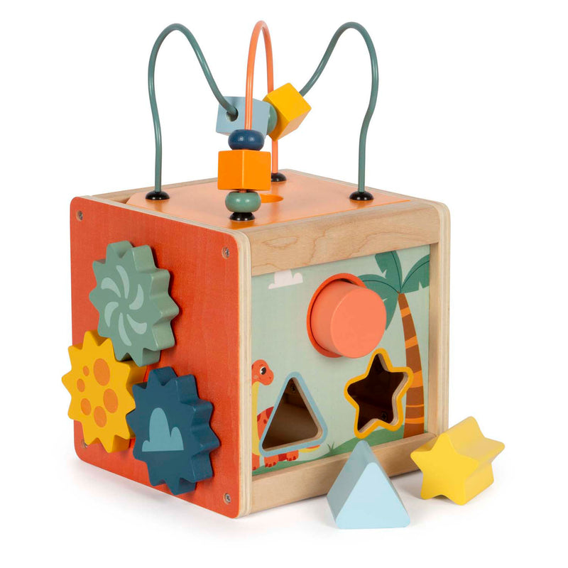 Afbeelding laden in galerijviewer, Small foot - houten activiteitenkubus motoriekspiraal dino
