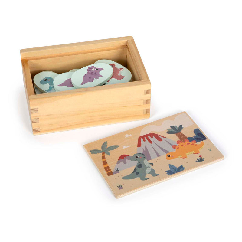 Afbeelding laden in galerijviewer, Small foot - houten memospel dino in opbergdoos
