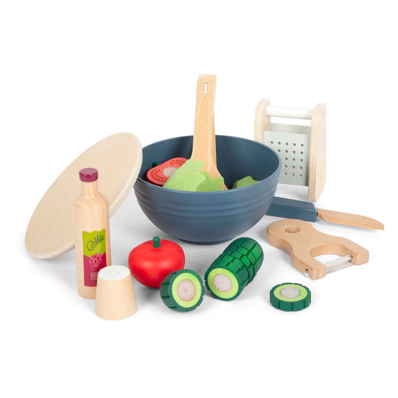 Afbeelding laden in galerijviewer, Small foot - houten speelgoed eten salade speelset, 11dlg.
