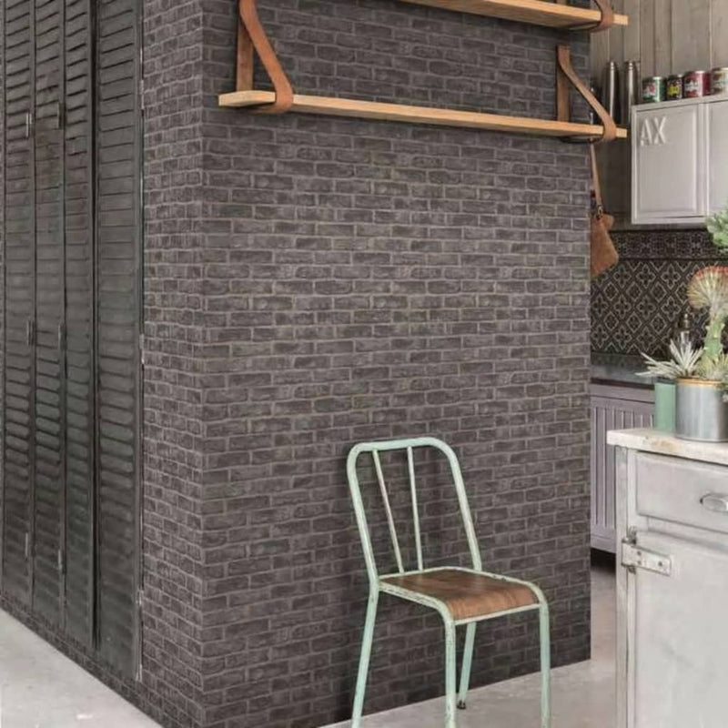 Afbeelding laden in galerijviewer, Dutch wallcoverings dutch wallcoverings behang bakstenen zwart
