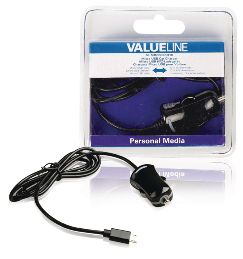 Afbeelding laden in galerijviewer, Valueline vlmb60890b10 micro-usb-autolader micro usb male - 12v autoaansluiting 1,00 m zwart 2.1a

