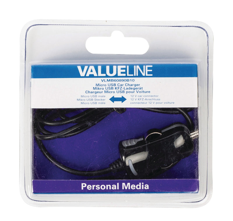 Afbeelding laden in galerijviewer, Valueline vlmb60890b10 micro-usb-autolader micro usb male - 12v autoaansluiting 1,00 m zwart 2.1a
