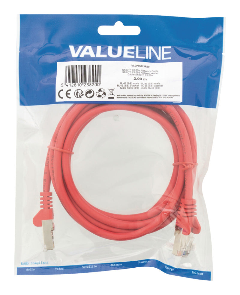 Afbeelding laden in galerijviewer, Valueline Valueline VLCP85121R20 Cat5e Sf utp Netwerkkabel Rj45 (8 8) Male Rj45 (8 8) Male 2.00 M Rood
