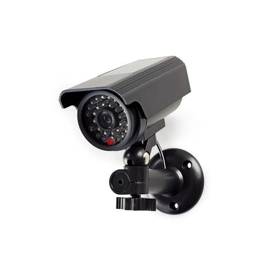 Nedis dummy beveiligingscamera - bullet - ip44 - batterij gevoed solar powered - buiten - inclusief muurbeugel - zwart