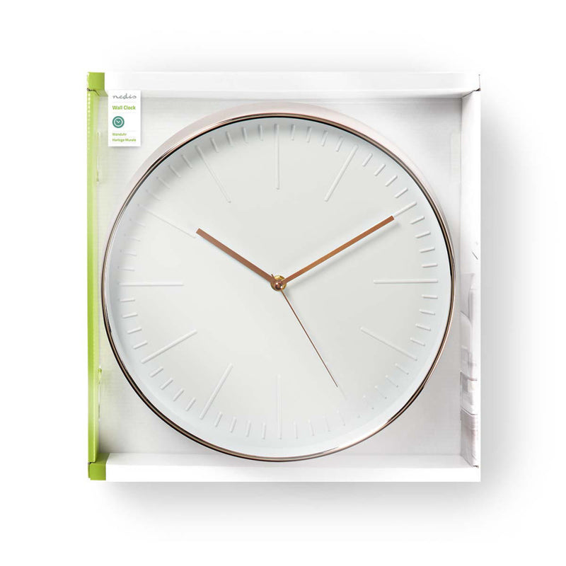 Afbeelding laden in galerijviewer, Nedis clwa013pc30re ronde wandklok diameter 30 cm wit roze-goud
