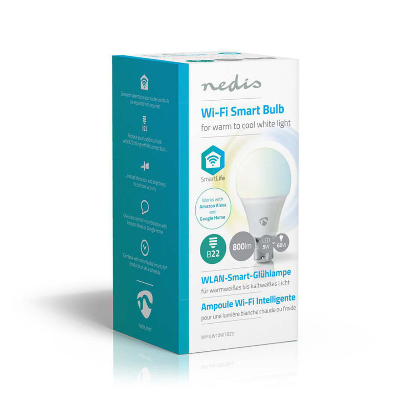 Afbeelding laden in galerijviewer, Nedis wifilw10wtb22 wi-fi slimme led-lamp warm- tot koud-wit b22
