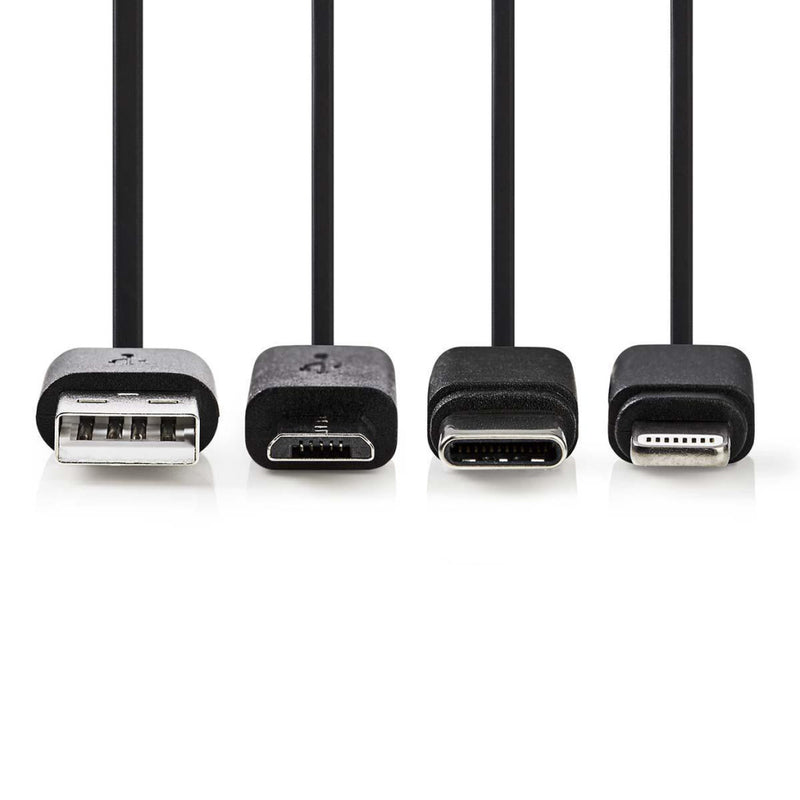 Afbeelding laden in galerijviewer, Nedis ccgp60620bk10 3-in-1 sync and charge-kabel usb-a male - micro b male type-c male apple lightning 8-pins male 1,0 m zwart
