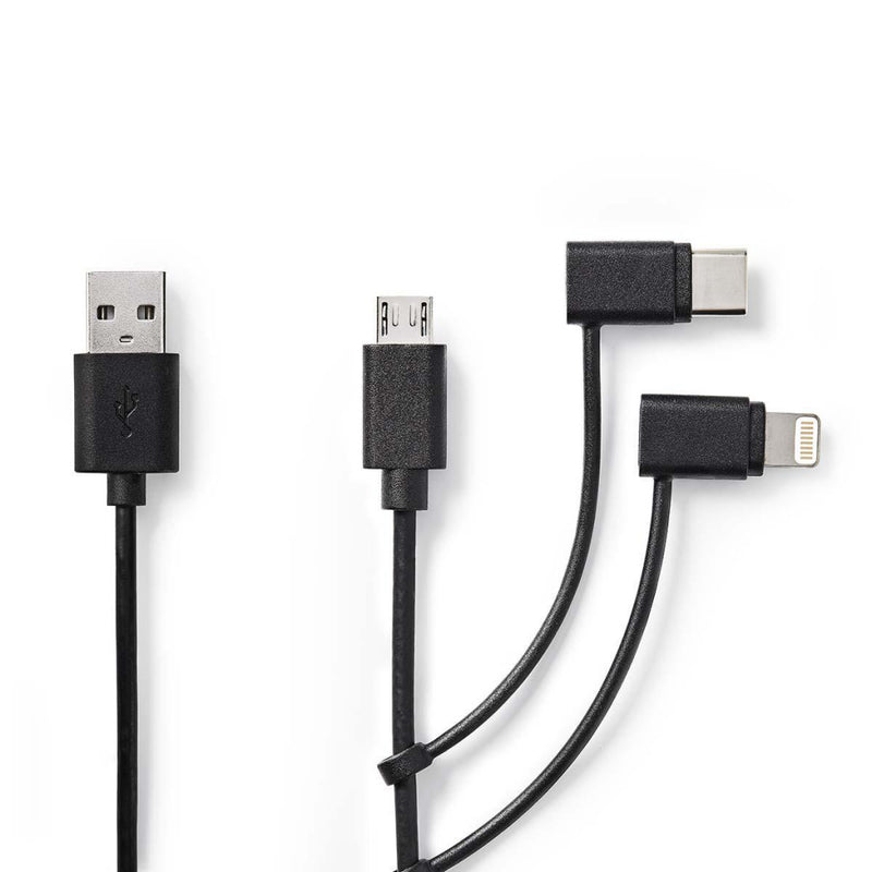Afbeelding laden in galerijviewer, Nedis ccgp60620bk10 3-in-1 sync and charge-kabel usb-a male - micro b male type-c male apple lightning 8-pins male 1,0 m zwart
