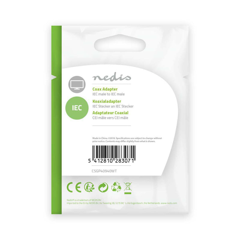 Afbeelding laden in galerijviewer, Nedis csgp40940wt coaxadapter iec (coax) male - iec (coax) male wit
