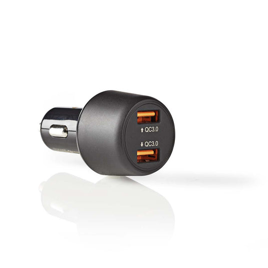 Nedis ccqc600abk autolader 3,0 a 2x usb (qc 3.0) zwart