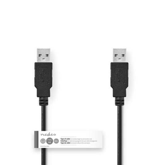 Nedis ccgt60000bk20 kabel usb 2.0 a male - a male 2,0 m zwart