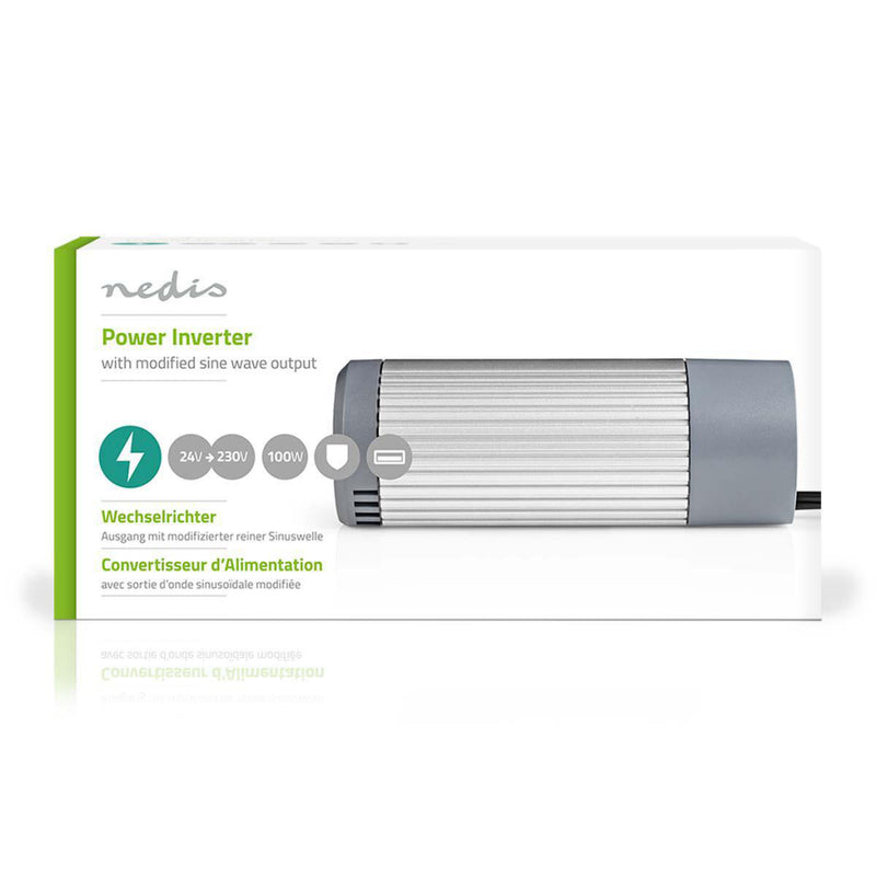 Afbeelding laden in galerijviewer, Nedis PIMS10024 Stroomomvormer Gemodificeerde Sinusgolf 24 V Dc 230 V 100 W 1x Schuko 1x Usb-uitgang
