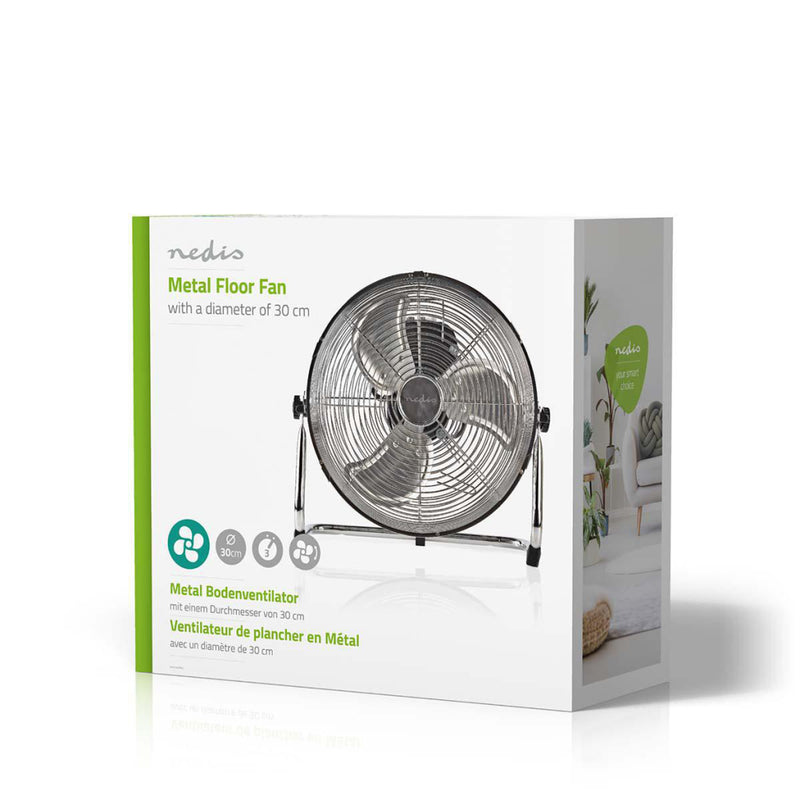 Afbeelding laden in galerijviewer, Nedis fnfl10ccr30 vloerventilator diameter 30 cm 3 snelheden chroom
