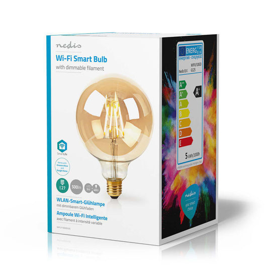 Nedis wifilf10gdg125 wi-fi smart led-lamp met filament e27 125 mm 5 w 500 lm
