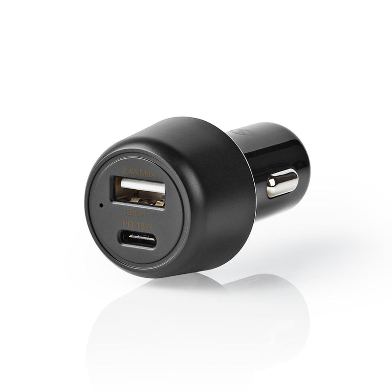 Afbeelding laden in galerijviewer, Nedis ccpd18w100bk autolader 3,0 a usb-a usb-c power delivery 18 w zwart
