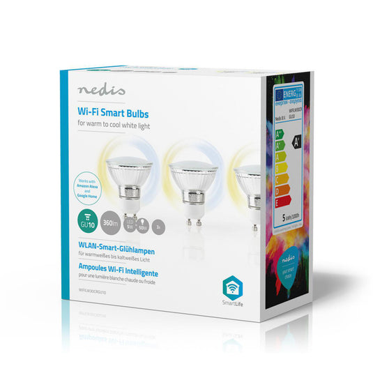 Nedis wifilw30crgu10 wi-fi smart led-lamp warm tot koel wit gu10 3-pack