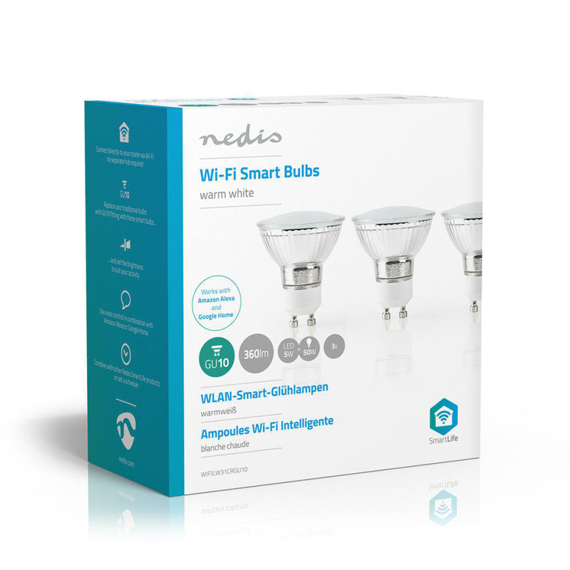 Afbeelding laden in galerijviewer, Nedis wifilw31crgu10 wi-fi smart led-lamp warm wit gu10 3-pack
