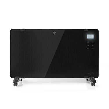 Nedis htpl20fbk glazen paneel convectorkachel thermostaat lcd-scherm 2 warmtestanden staand wandmontage 2000 w zwart