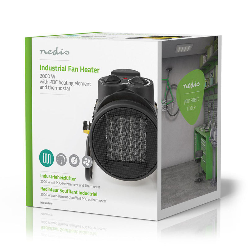 Afbeelding laden in galerijviewer, Nedis htif20fyw industri euml;le keramische ventilatorkachel thermostaat 3 standen 2000 w geel
