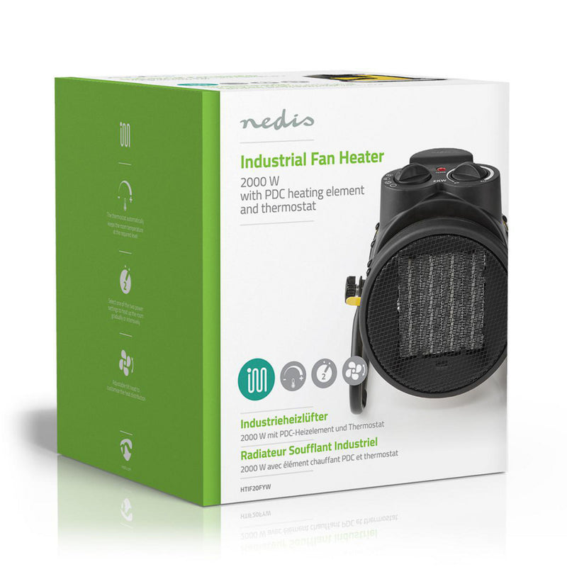 Afbeelding laden in galerijviewer, Nedis htif20fyw industri euml;le keramische ventilatorkachel thermostaat 3 standen 2000 w geel
